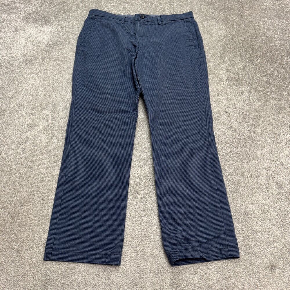 Banana Republic Aiden Fit Chino Pants Mens 33x32 Navy Blue Houndstooth Cotton